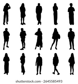 Conjunto de coleção de vetores de silhuetas individuais de pessoas.