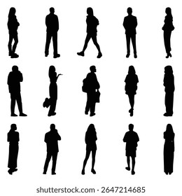 Conjunto de coleção de vetores de silhuetas individuais de pessoas.