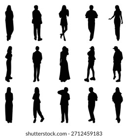 Vector collection set of individual people silhouettes.	
