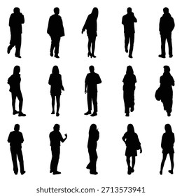 Vector colección conjunto de siluetas de personas individuales.