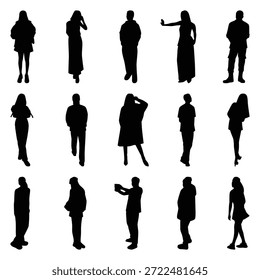 Conjunto de coleção de vetores de silhuetas individuais de pessoas.