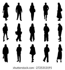 Conjunto de coleção de vetores de silhuetas individuais de pessoas.