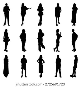 Conjunto de coleção de vetores de silhuetas individuais de pessoas.