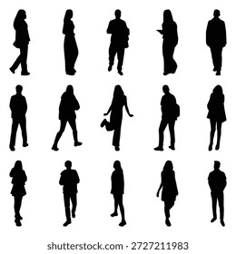 Conjunto de coleção de vetores de silhuetas individuais de pessoas.