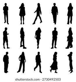 Vector collection set of individual people silhouettes.