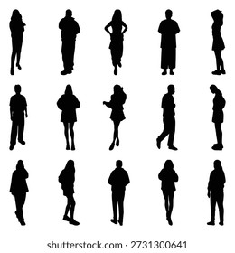 Conjunto de coleção de vetores de silhuetas de pessoas individuais.