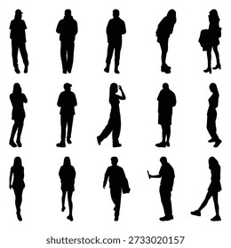 Vector collection set of individual people silhouettes.