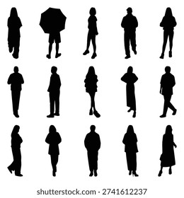 Vector collection set of individual people silhouettes.