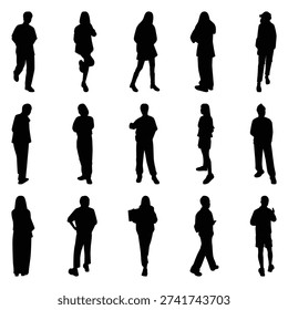 Vector collection set of individual people silhouettes.
