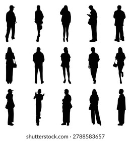 Vector collection set of individual people silhouettes.
