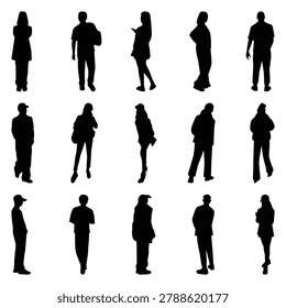 Vector collection set of individual people silhouettes.