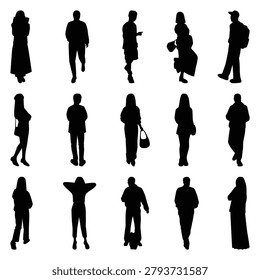 Vector collection set of individual people silhouettes.