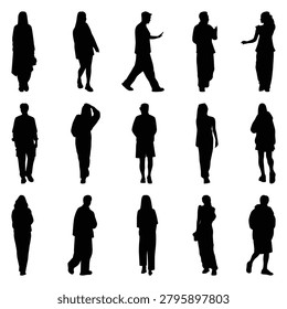 Vector collection set of individual people silhouettes.