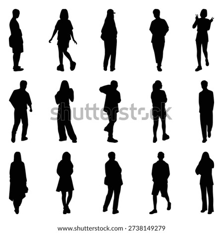 Vector collection set of individual people silhouettes.