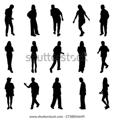 Vector collection set of individual people silhouettes.
