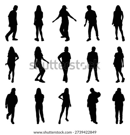 Vector collection set of individual people silhouettes.
