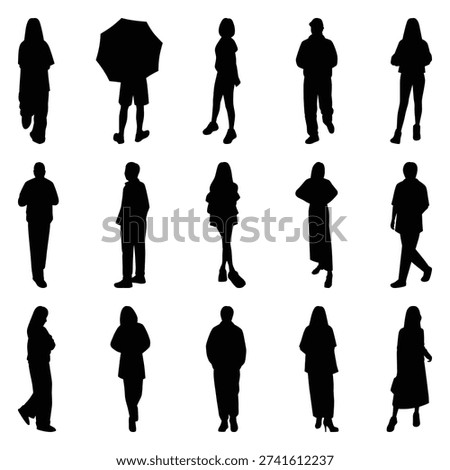 Vector collection set of individual people silhouettes.
