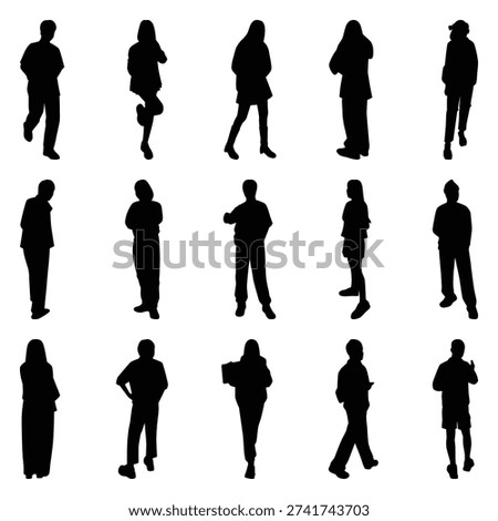 Vector collection set of individual people silhouettes.