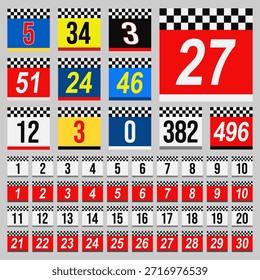 Vector collection set of racing numbers - High quality template editable