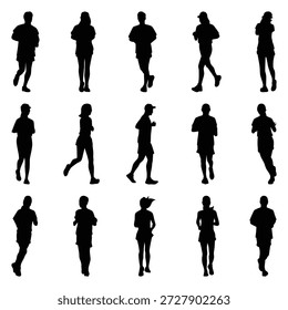 Conjunto de colección de Vector de siluetas de gente corriendo.