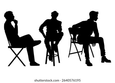 Vector collection set of sitting people silhouettes.