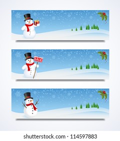 Vector collection set of Snowman headers for Christmas. / Snowman Header