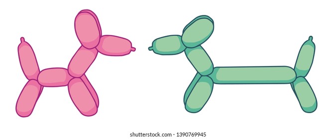 Vector collection set with two different cute cartoon balloon dogs