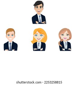 Vector collection of several half-bodied people with various professional backgrounds and different genders