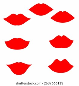 Vector collection of sexy looking female red lips on white background