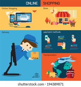 Vector collection of  shopping icons and elements,  Flat design 