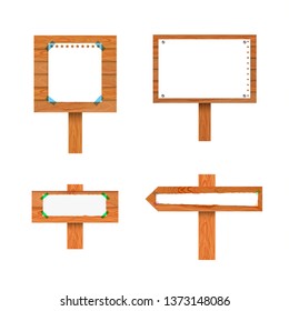 Vector Collection of Signposts with Paper Sheets, Isolated on White Background Collection.