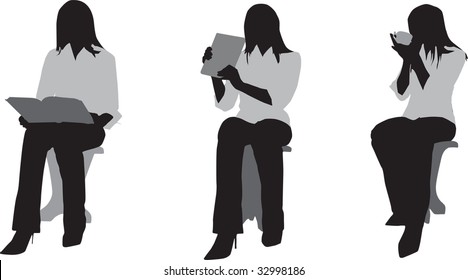 Vector collection. Silhouettes of girl.