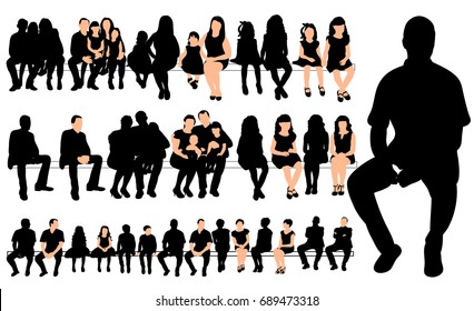 Vector, collection of silhouettes people sitting