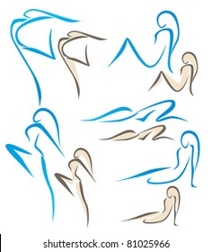 vector collection of simple girl's images