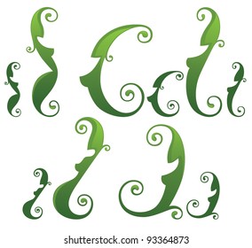 vector collection of simple girl's images look like a plants