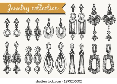 Vector collection with sketch jewelry illustrations