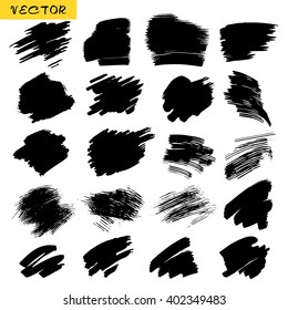 Vector collection of the sketchy textures of ink lines, brushes, strokes and hatching. Set of the hand drawn ink textured elements.