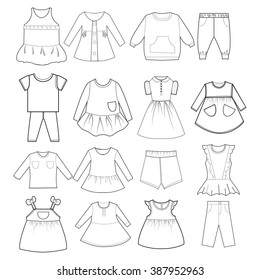 Vector collection of skethch baby and children clothesÃ?? Babies fashion collection