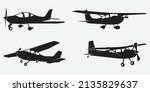 Vector collection of small airplane silhouettes