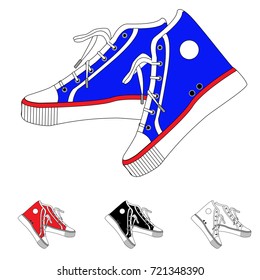 Vector collection of sneakers in different colors