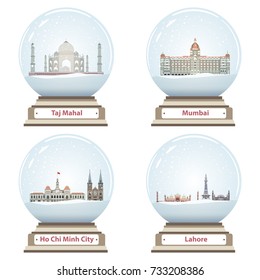 vector collection of snow globes