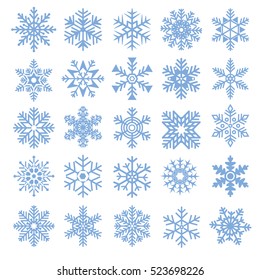 Vector Collection Of Snowflakes, Winter Elements On A White Background