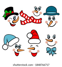 Vector collection of  snowman faces