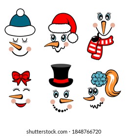 Vector collection of  snowman faces