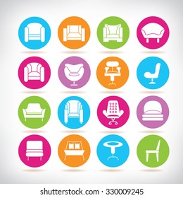 vector collection of sofa and chair icons