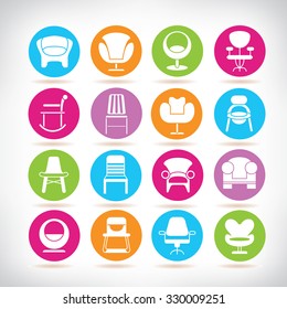 vector collection of sofa and chair icons