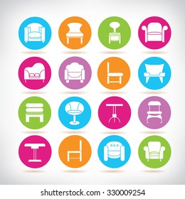 vector collection of sofa and chair icons