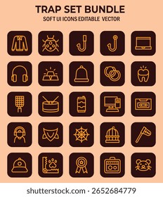 Coleção vetorial de ícones de interface do usuário soft para design da Web e desenvolvimento de aplicativos móveis gráfico de conceito de interface do usuário