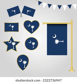 vector collection of South Carolina State of Usa emblems and icons in different shapes