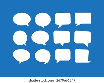 Uma coleção de vetores de bolhas de fala em várias formas e estilos. Este conjunto versátil é ideal para quadrinhos, caixas de diálogo e conteúdo de mídia social. Fácil de usar e personalizar